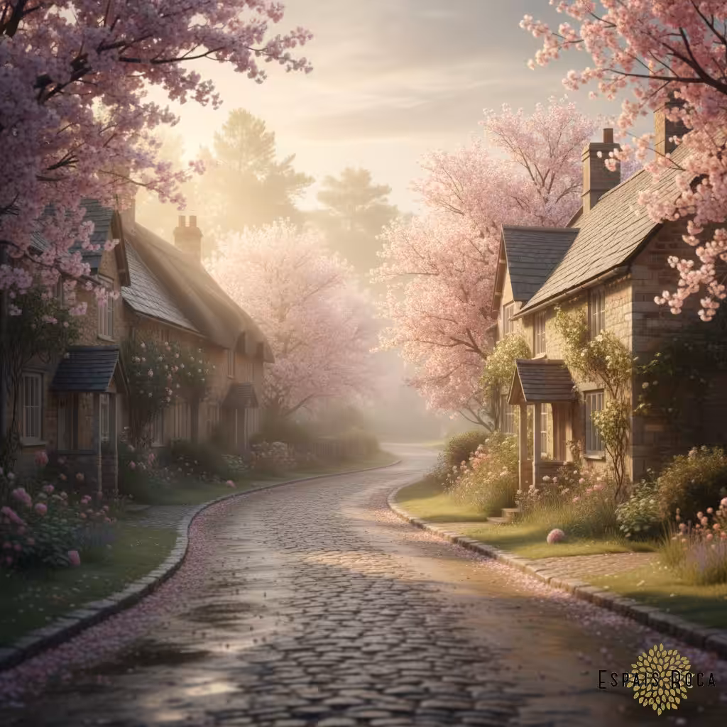 Quiet Clipston village lane at sunrise
