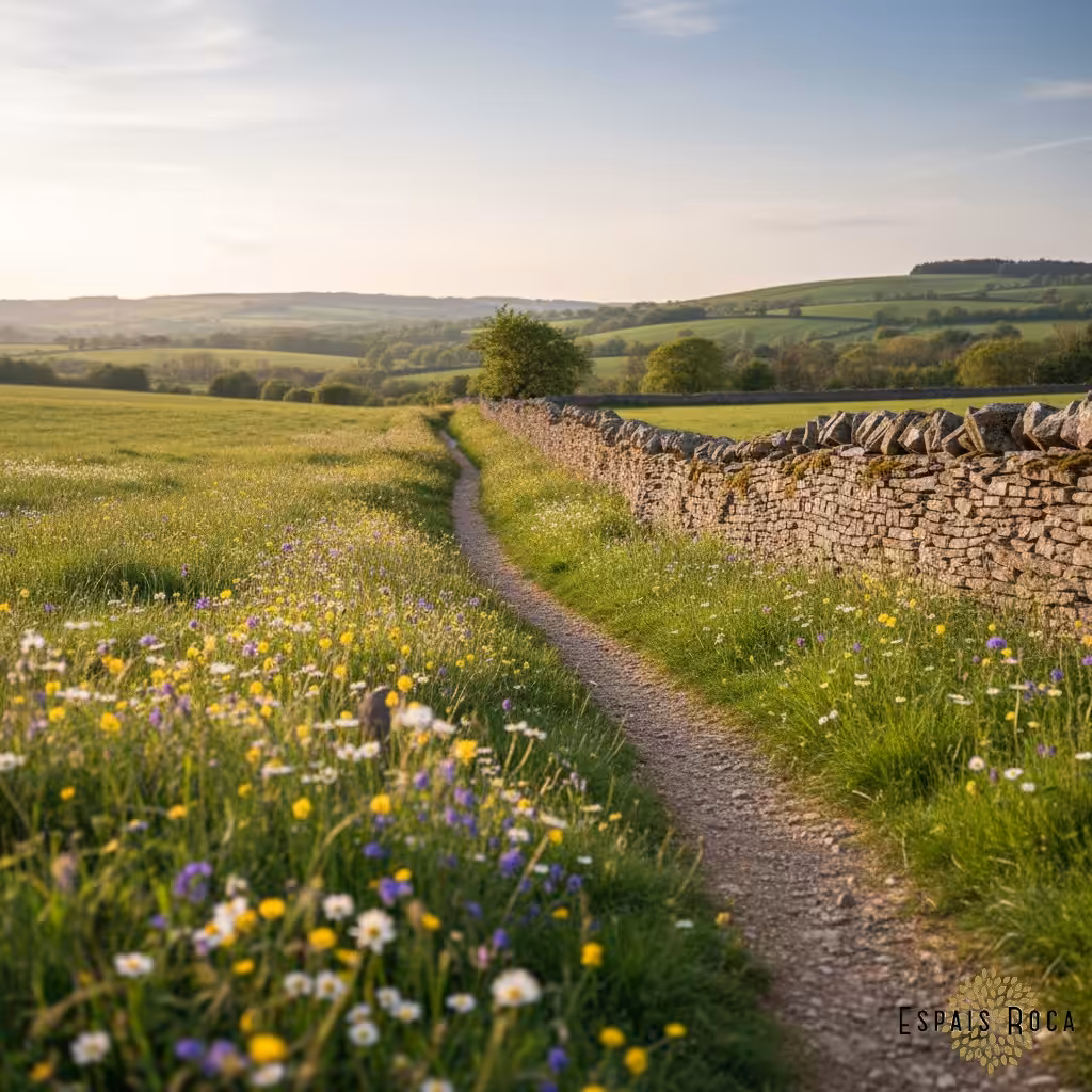 Country walking trail leaving Clipston village in Northamptonshire