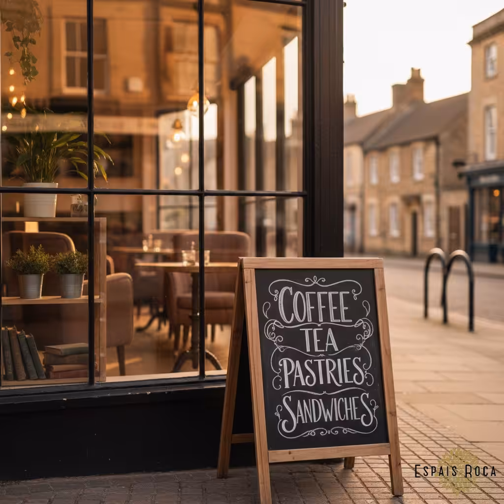Independent cafe window in Market Harborough