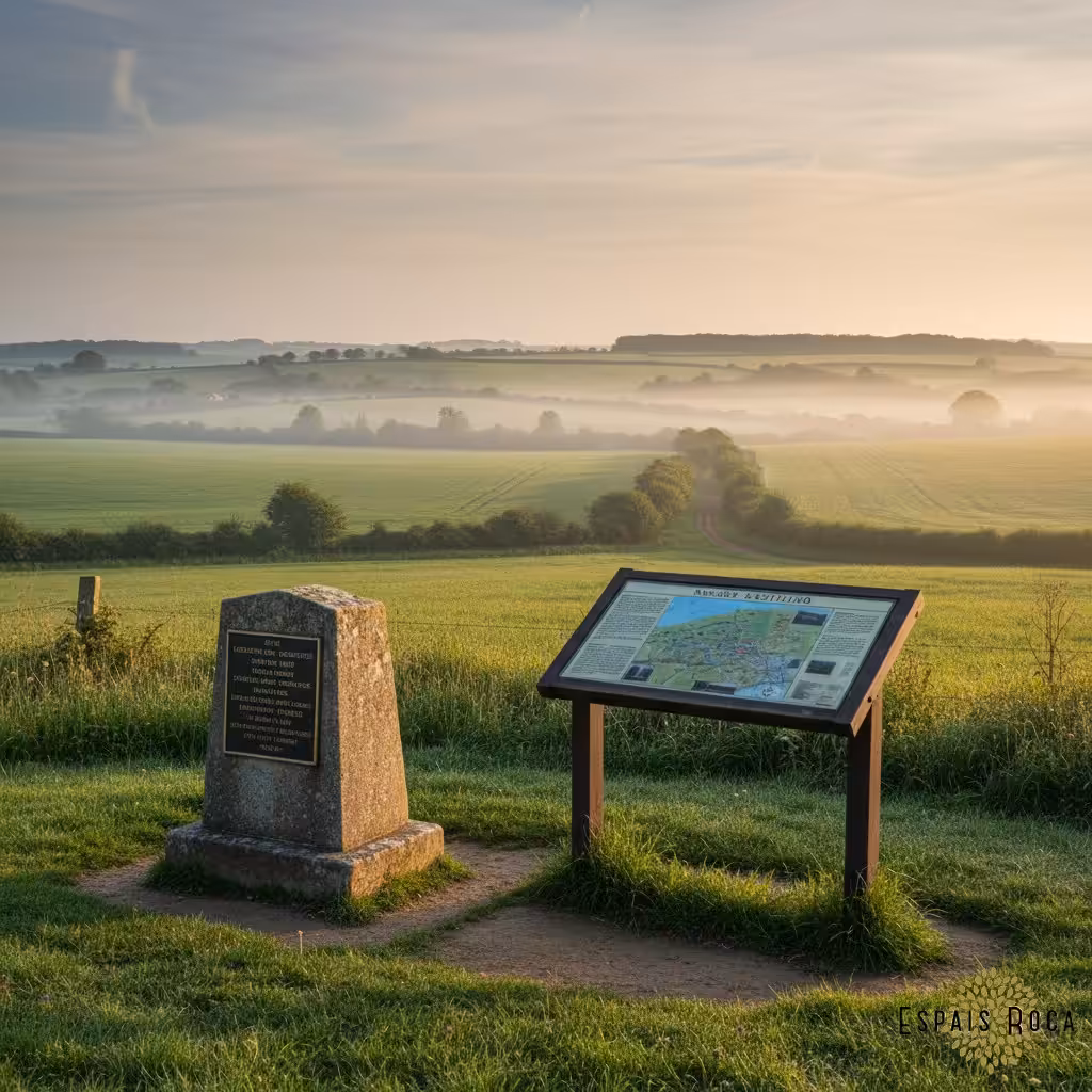 Naseby Battlefield memorial in the open Northamptonshire countryside