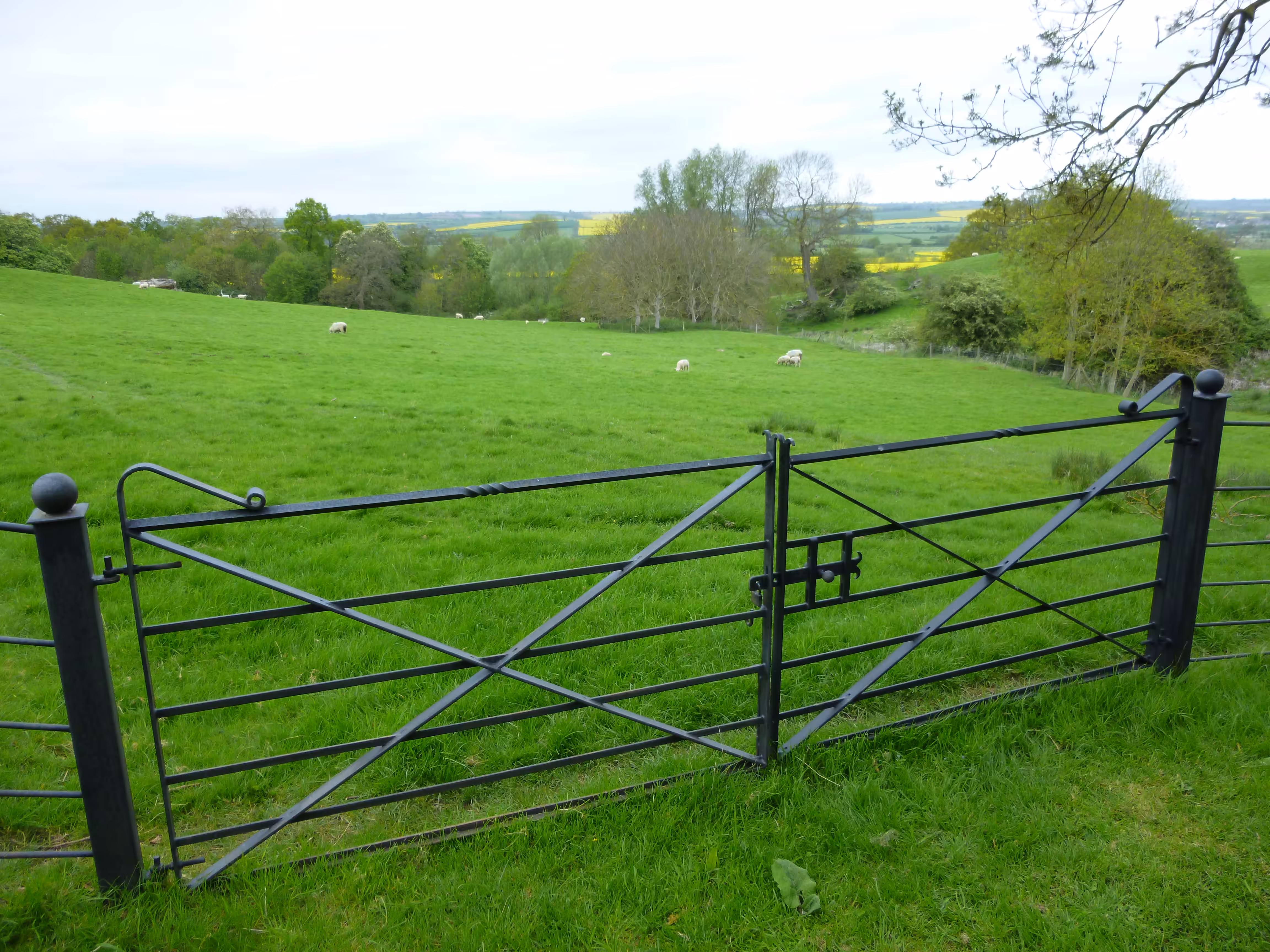 The gates and grassland at Rockingham Castle, Northamptonshire