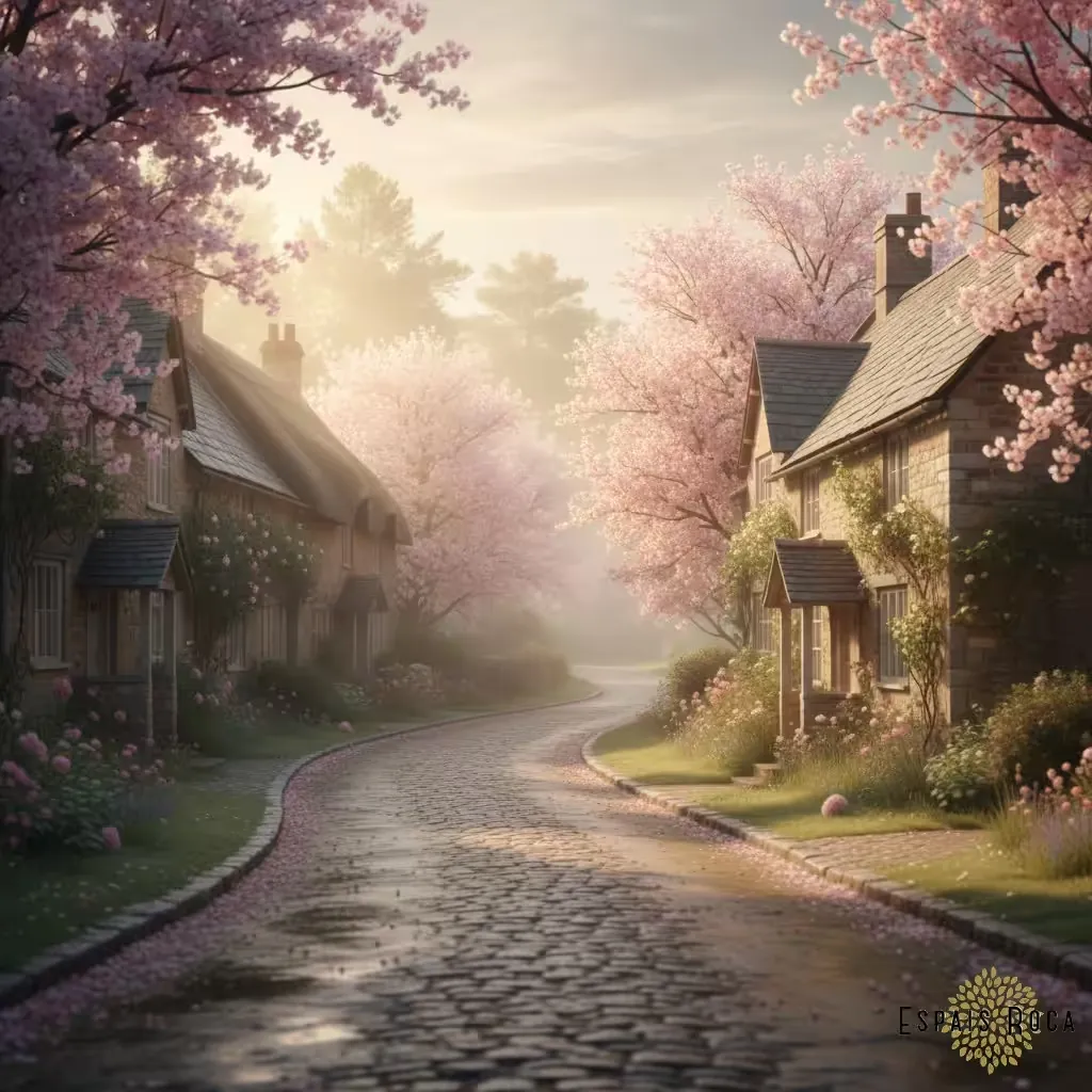 Quiet Clipston village lane at sunrise