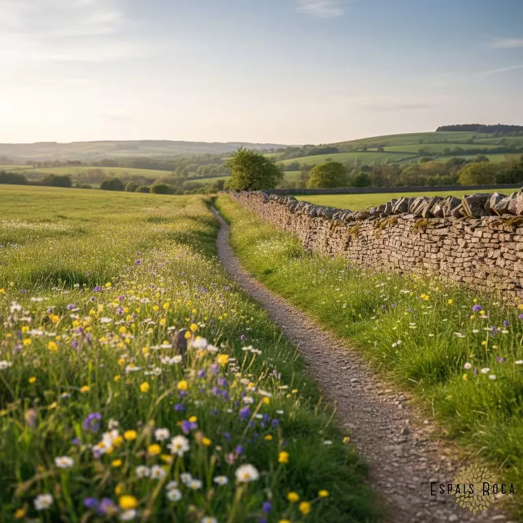 Country walking trail leaving Clipston village in Northamptonshire