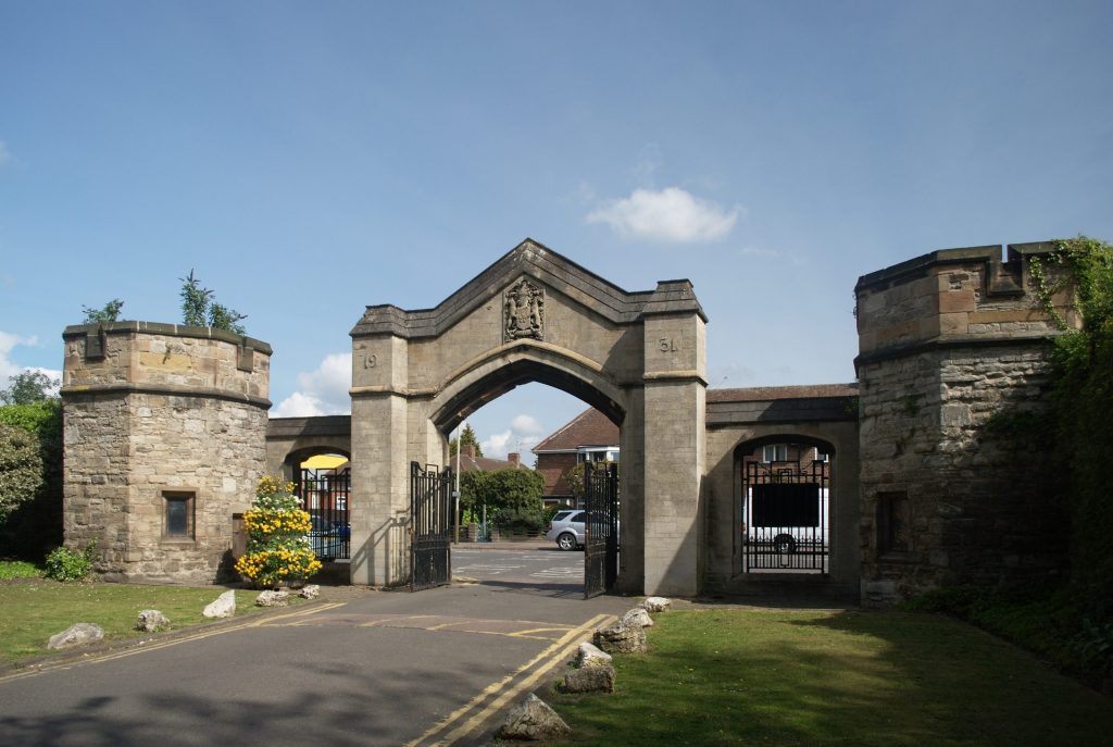 The stone entrance gate to Abbey Park in Leicester
