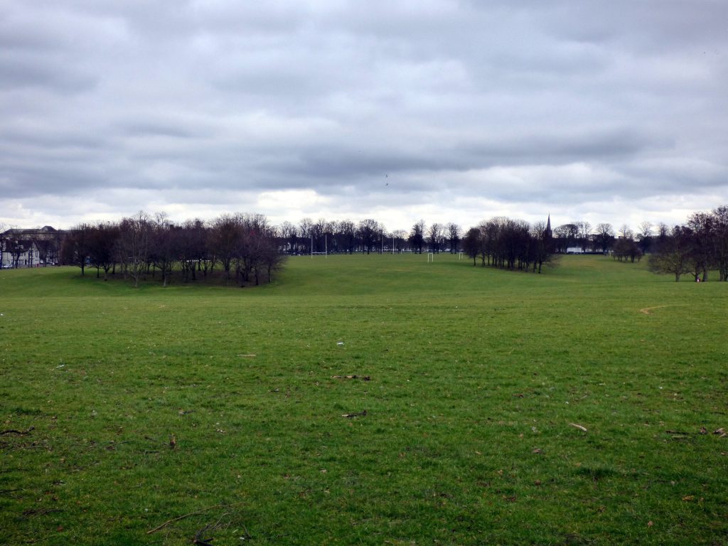 The open parkland of The Racecourse in Northampton, venue of the town's free fireworks display